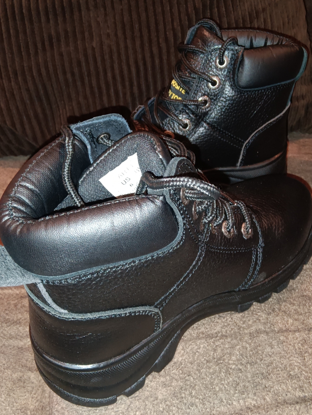 Women's Black Lace-Up Work Boots with Padded Ankle - Picture 5 of 6